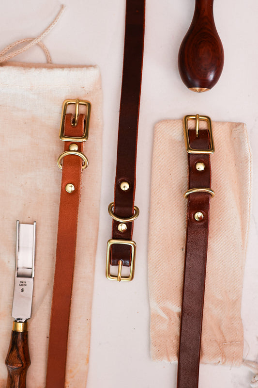 Classic Leather Collar for Dogs or Cats - Small