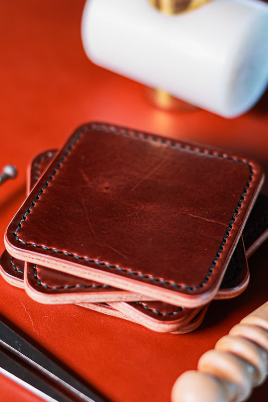 Handcrafted Full-Grain Leather Coasters (set of 4)