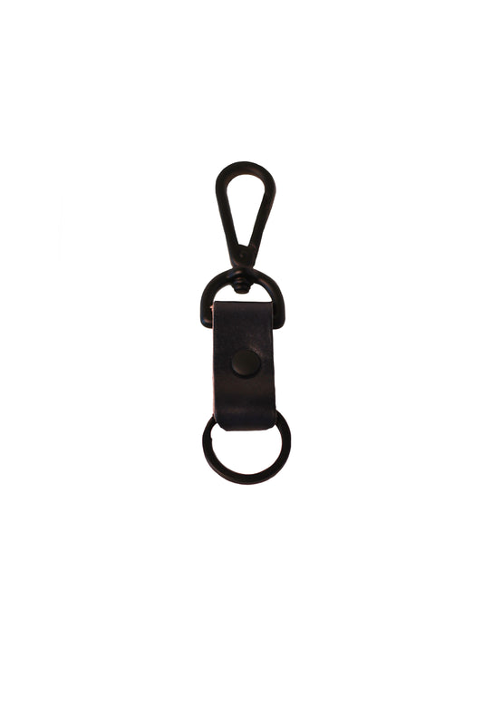Minimal Leather Keychain with Matte Black Hardware